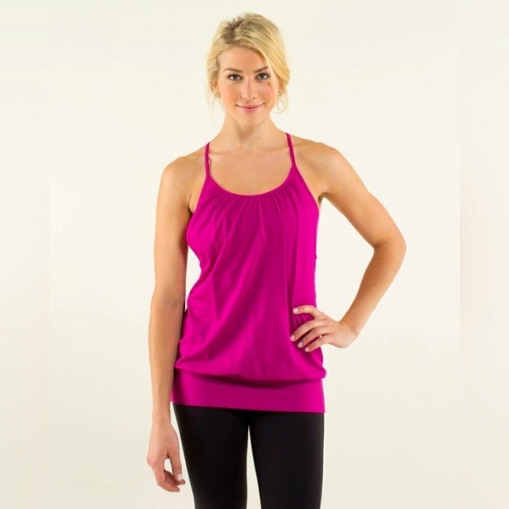 Lululemon Athletica No Limits Tank raspberry pink built in bra sleeveless sz 4